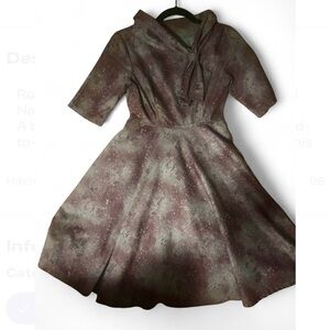 Rare eShakti Wool-Blend Dress With Cowl Neck Detail And a Bow